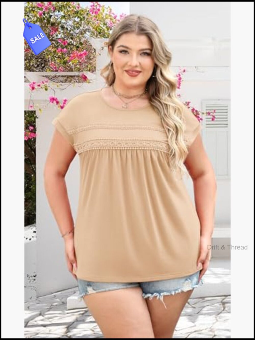 Lace Crochet Cap Sleeve T-Shirt Blouse Summer Top - Picture 5 of 7